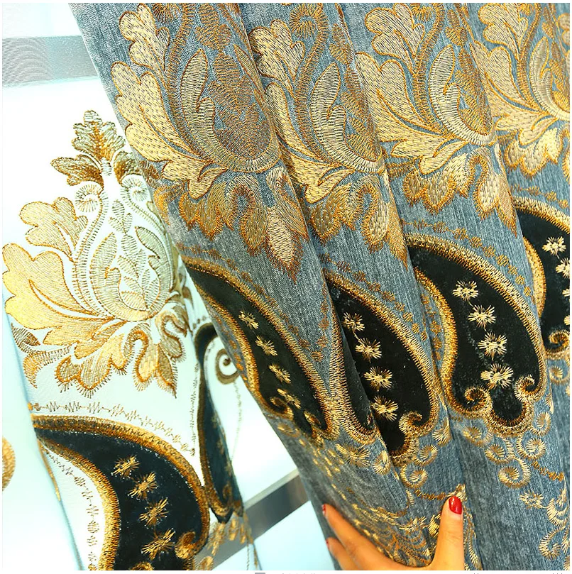 Роскошные европейские шенильные шторы с вышивкой утолщенные для спальни