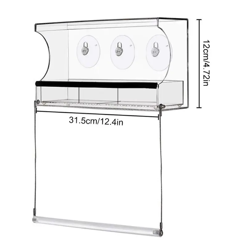 

Hanging Removable Bird Feeder with Bird Stand Clear Glass Window Seed Tray Refil