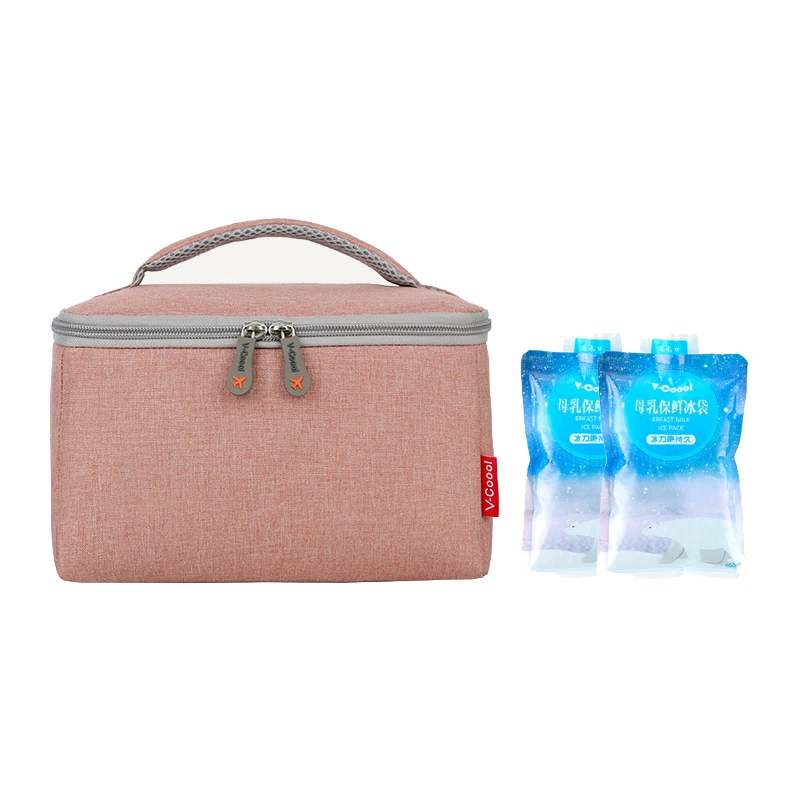 pink and 2 water bag V-Coool простая изолированная сумка для детской бутылочки держатель для хранения молока свежего хранения Ланч-бокс Водонепроницаемая термо сумка-холодильник сумки DEO - Цвет: pink and 2 water bag