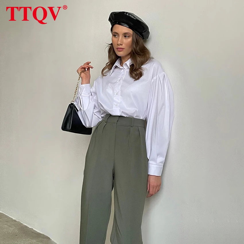 Элегантные облегающие офисные женские брюки TTQV 2022 повседневные брюки-карандаш с высокой талией модные длинные плиссированные брюки для же...