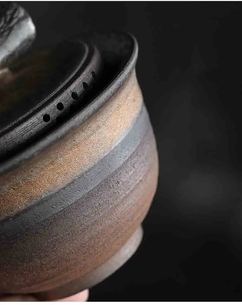 Винтажный Gaiwan керамический ржавчина глазурованный чайный набор чаша с блюдцем крышка чайный сервиз грубая Керамическая пиала Tureen для пуэр 170 мл чайная посуда для напитков
