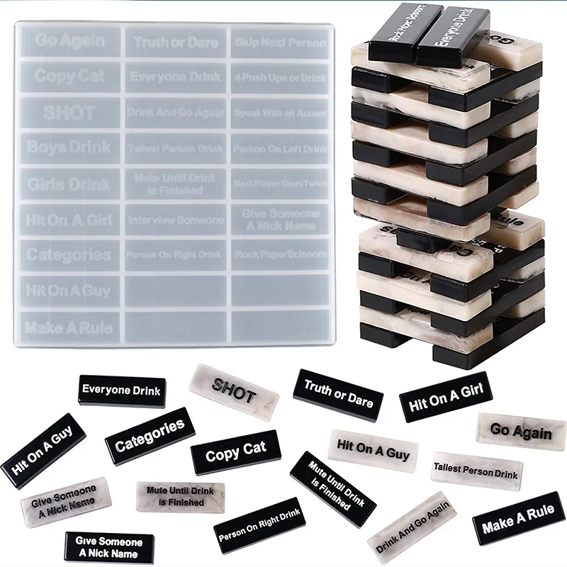 

Crystal Epoxy Building Block Mold DIY Jenga Mold Family Party Party Game Rotating Stacking Building Block Silicone Mold