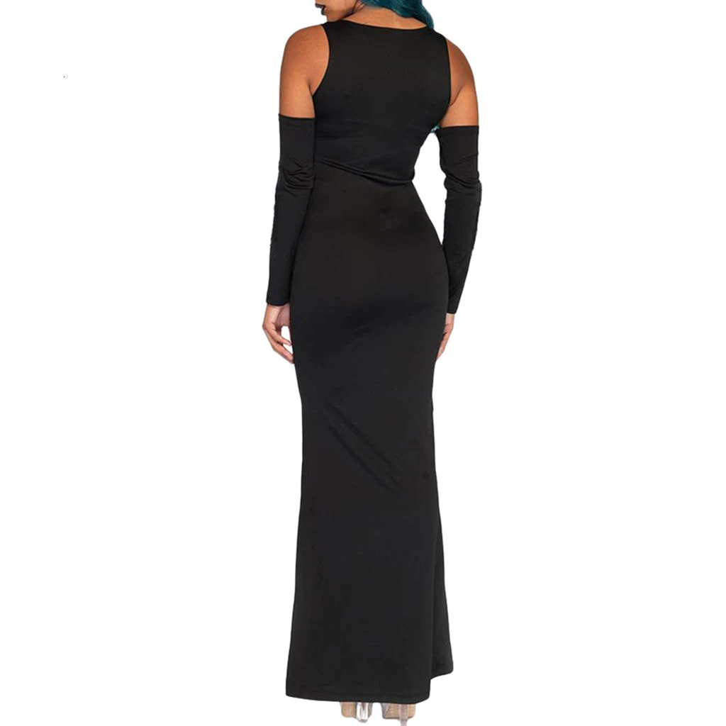 Модное женское платье на Хэллоуин карнавальный костюм с принтом черепа длинное