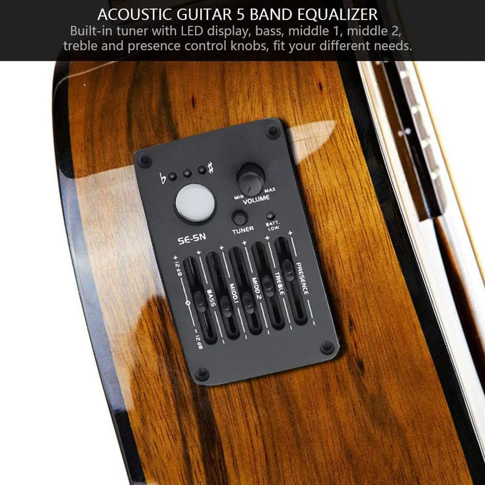 

SE-5N 5 Band Acoustic Guitar Preamp EQ Equalizer Pickup Tuner System For Acoustic Guitar Musical Instrument Black