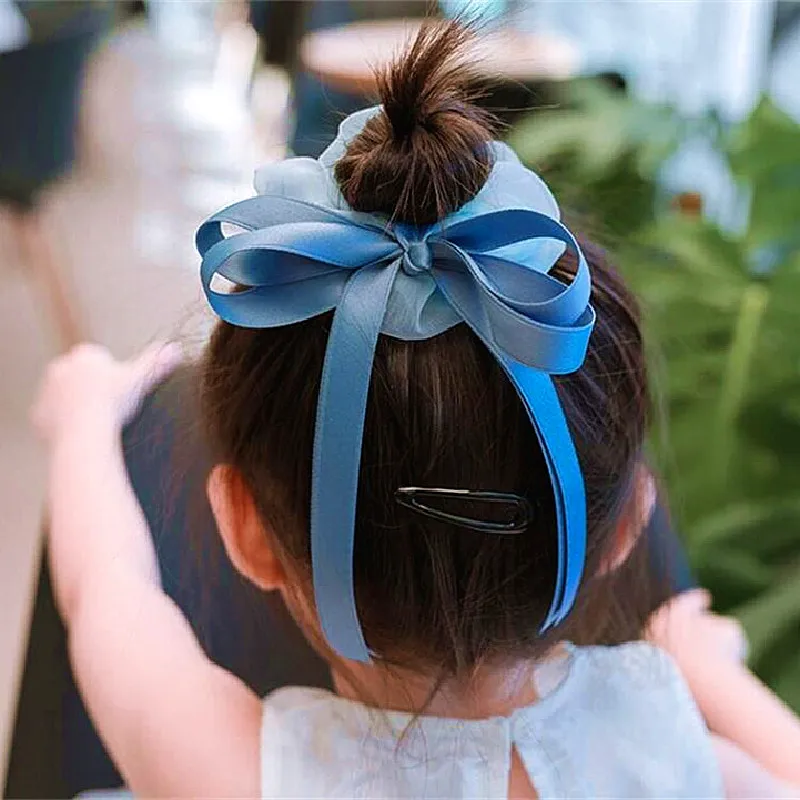 

Hair Ties for Kids Headwraps for Girls Hair Bands Summer Hair Bows Sweet Long Ribbon Colorful Mesh Elastic Scrunchies Baby Bows