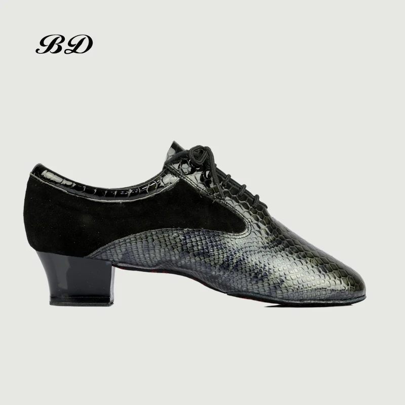 Мужские туфли для латиноамериканских танцев со змеиным узором из блестящей
