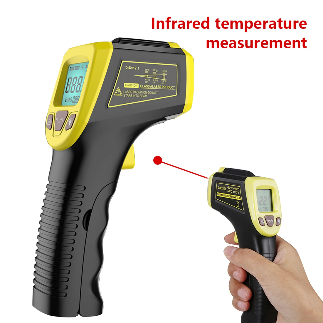 

Цифровой инфракрасный термометр, Бесконтактный лазерный прибор для измерения температуры, пирометр с ЖК-дисплеем, промышленный прибор для ...
