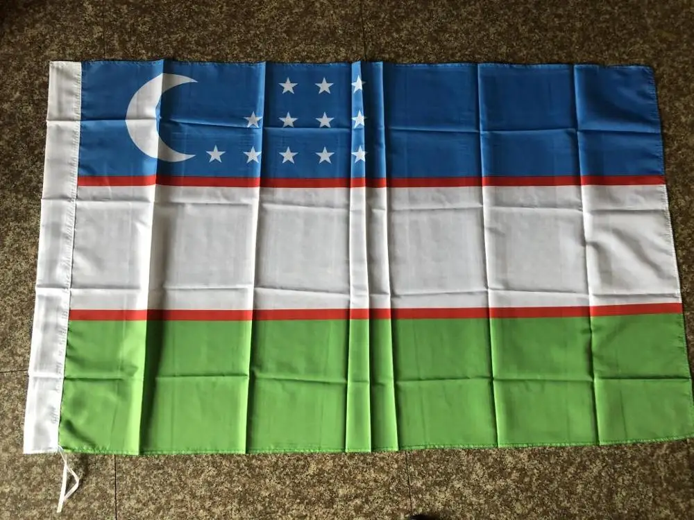 Бесплатная доставка флага Узбекистана развевающийся вручную флаг 90*150 см