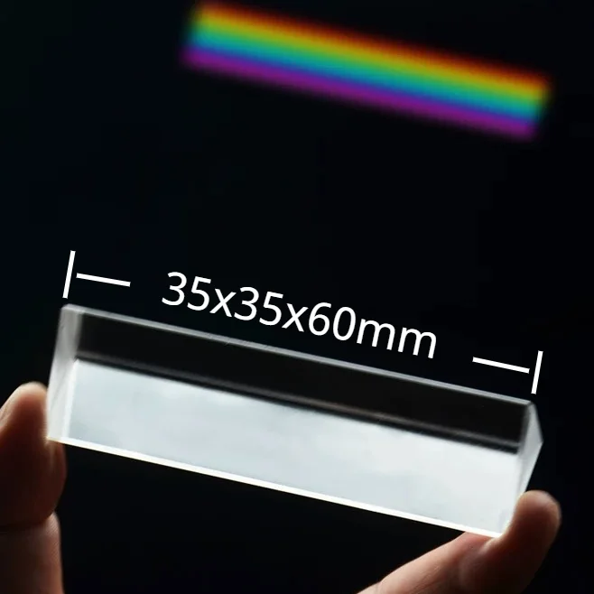 

30X30X60mm Rainbow Triangular Prism Optical Prisms Glass Physics Teaching Refracted Light Spectrum Children Students Present