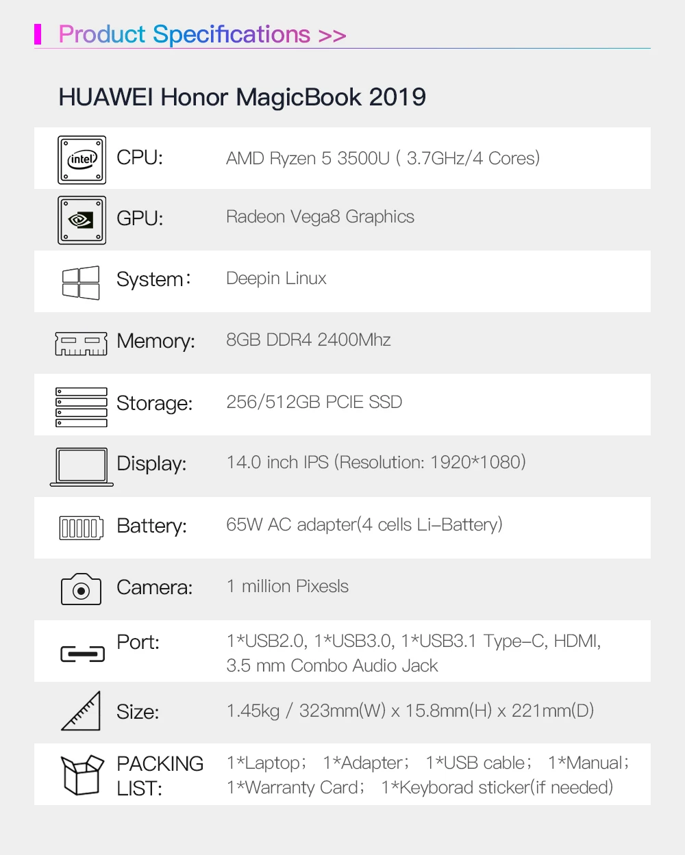 Huawei Honor MagicBook ноутбук 14 дюймов AMD Intel Core 8G 512 Гб PCIE SSD FHD ips