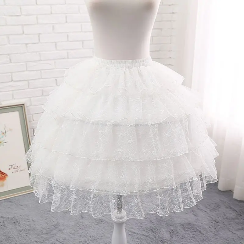 

Free shipping Women Retro Tiered Ruffles Lace Short Petticoat Lolita Cosplay Bustle Underskirt