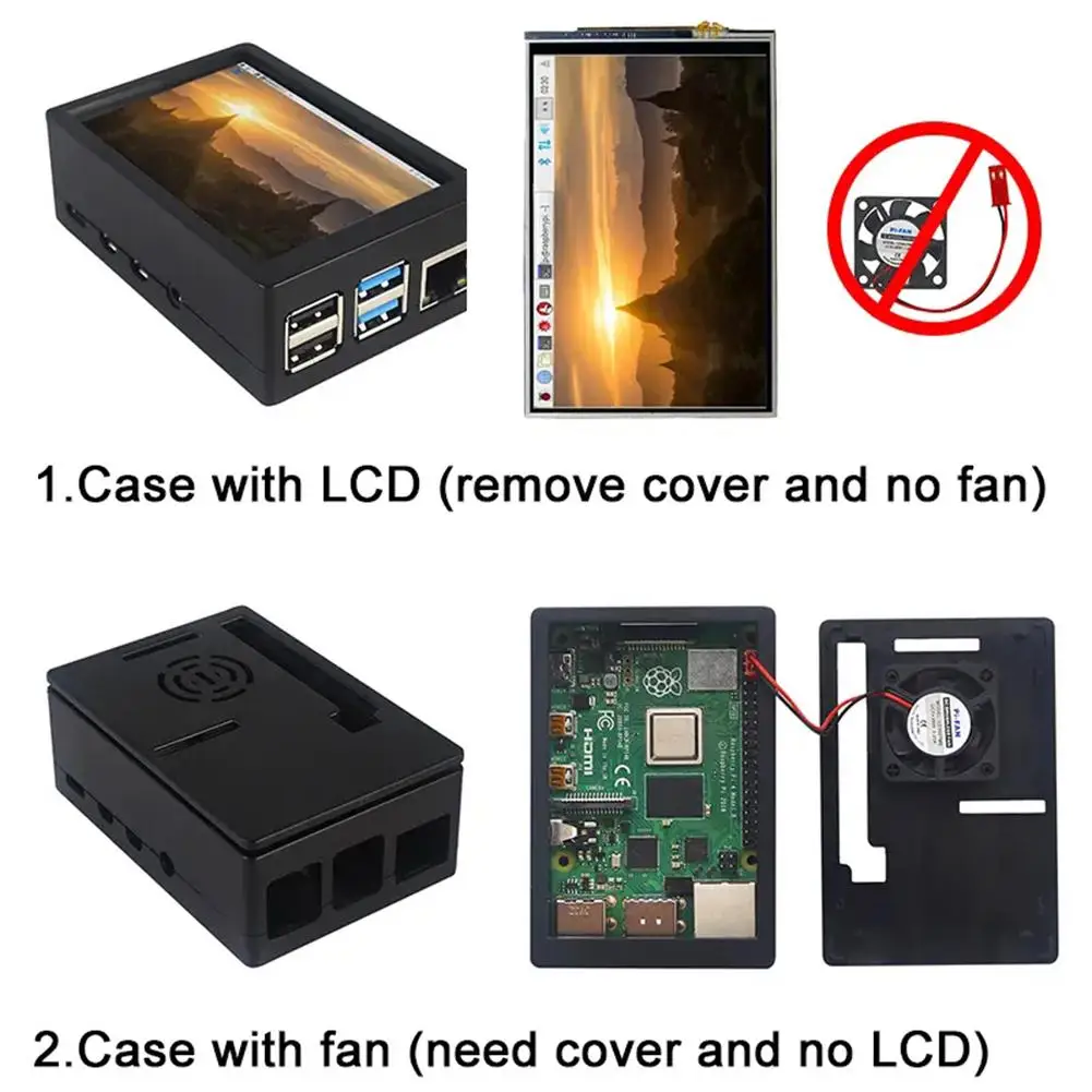 

SOLLED 3.5inch Tft 480*320 50fps Touch Screen Display Case Kit For Raspberry Pi 4 Model B