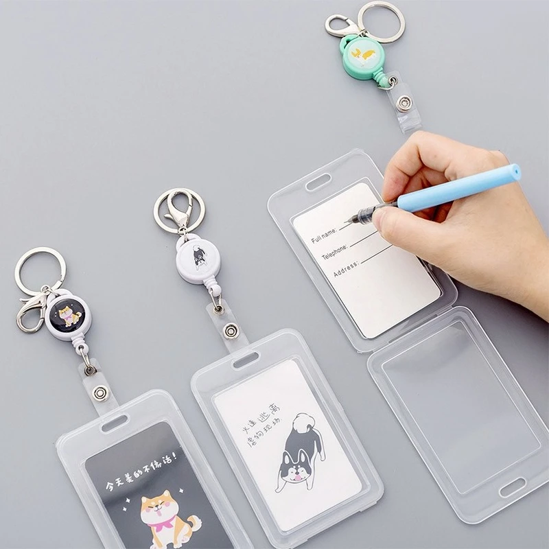 

Plastic Pass Cover Bussines Card Retractable Badge Holder for Pass Card Badge Reel Cute Office Business Accessories