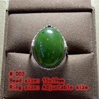 natural green hetian jade ring adjustable chinese jadeite amulet fashion charm jewelry hand carved crafts gifts for women men