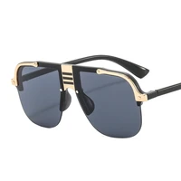 rimless sunglasses square women men oversize retro brand designer flat top eyewear big shades oculos female gafas uv400