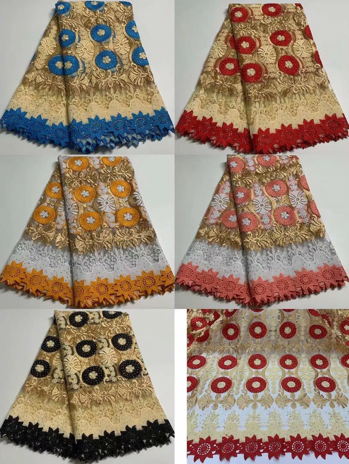 

Nice French Net Lace Fabric Embroidery Tulle Mesh Cloth For Sewing Dress ZQN327 5Yards/Lot