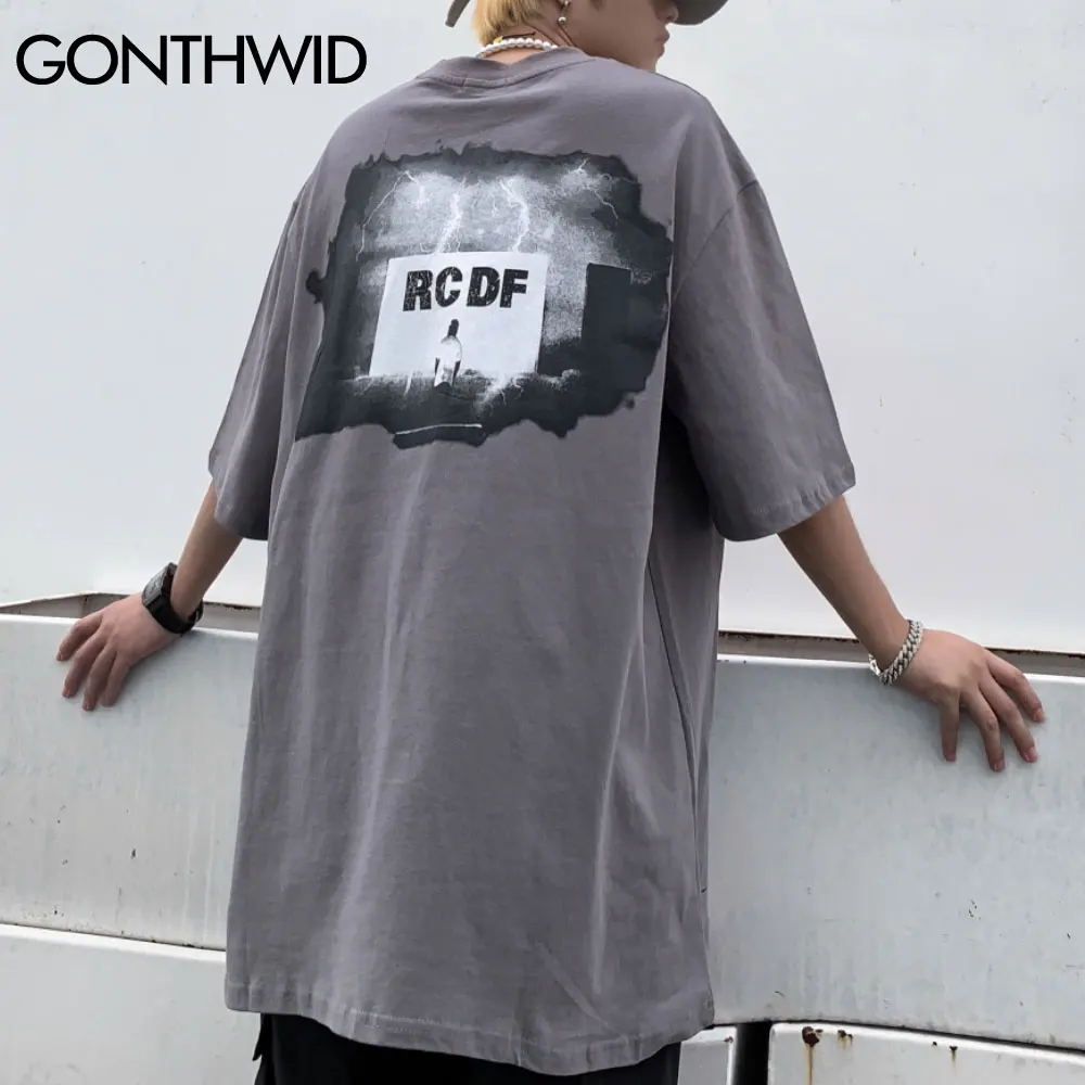 

GONTHWID T-Shirts Hip Hop Creative Short Sleeve Streetwear Tshirts Fashion Punk Rock Gothic Tees Shirts Harajuku Casual Tops