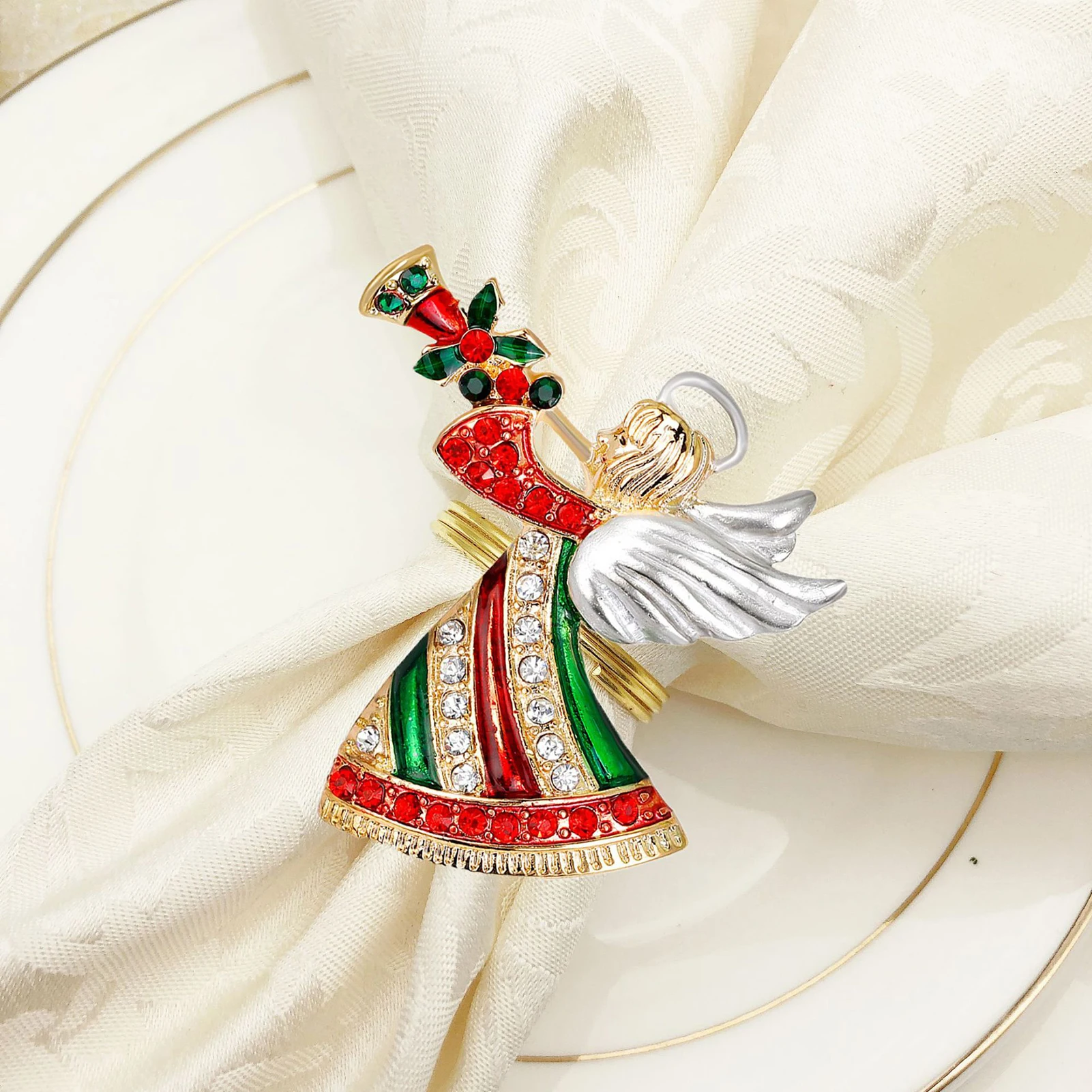 High-end Christmas Tree Napkin Ring Bow Flower Wreath Mouth Hotel Sample Room Set Table Buckle Buckl |