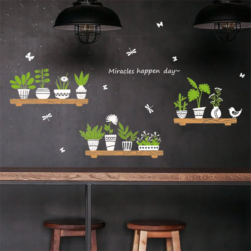 

TN Garden Plant Wall Sticker PVC Bonsai Home Decoration Sticker Living Room Kitchen Removable Wall Decal DIY Decoration
