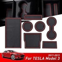 for tesla model 3 2020 2019 2017 2018 auto accessories car console wrap mat non slip gate slot center protective cup holder pads