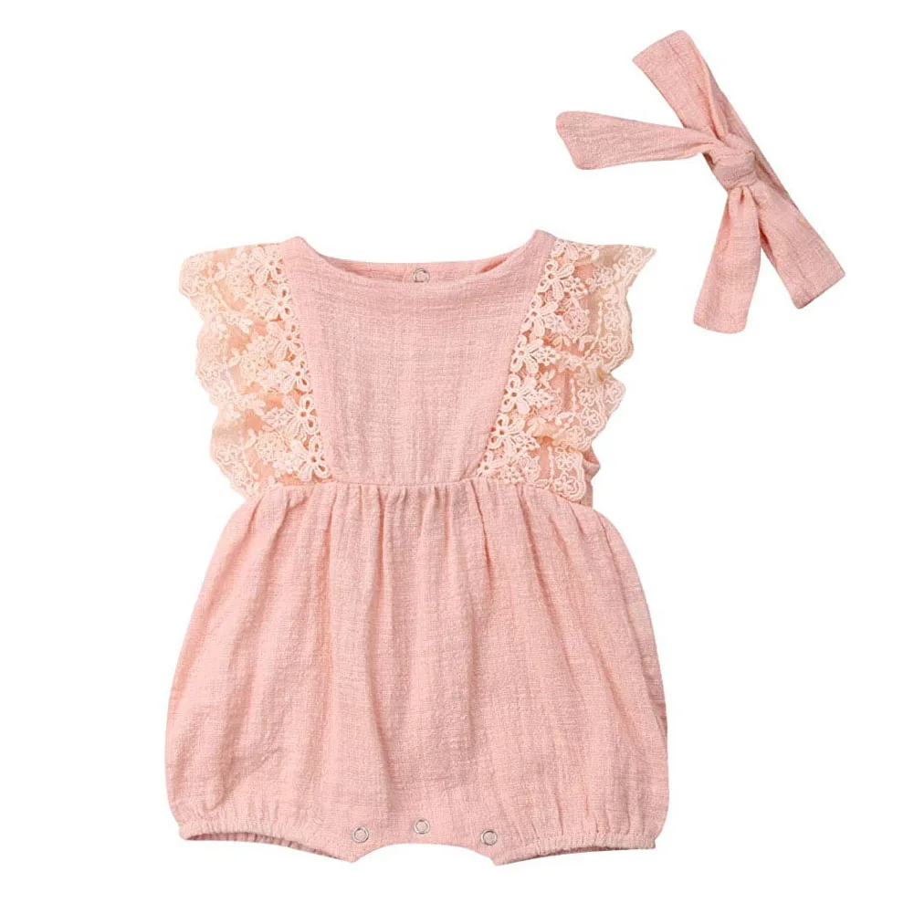 0-24M Baby Girls Clothing Girl Lace Ruffles Romper Kids Bodysuit Newborn Jumpsuit Kid Outfits Newborn Clothes Summer Costumes