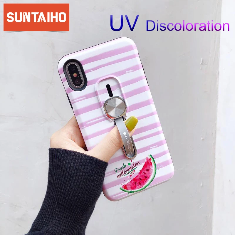 Suntaiho задняя крышка УФ обесцвечивание для iphone X XS 7 8 6 6S plus магнитное кольцо