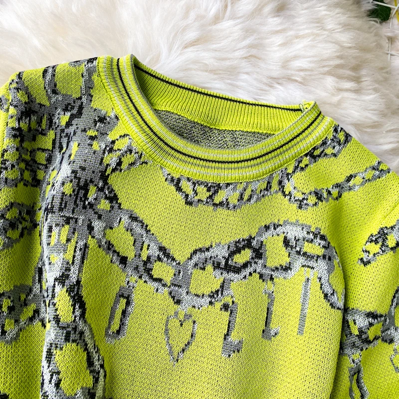 Модный тонкий комплект из 2 предметов Женский вязаный свитер с круглым вырезом и