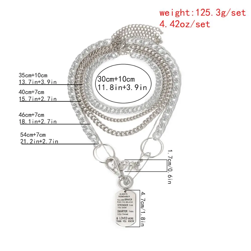 

Lacteo 5pcs/set Gothic Geometric Square Sign Pendant Necklace Miami Cuban Chunky Chain Choker Necklace Jewelry for Men and Women