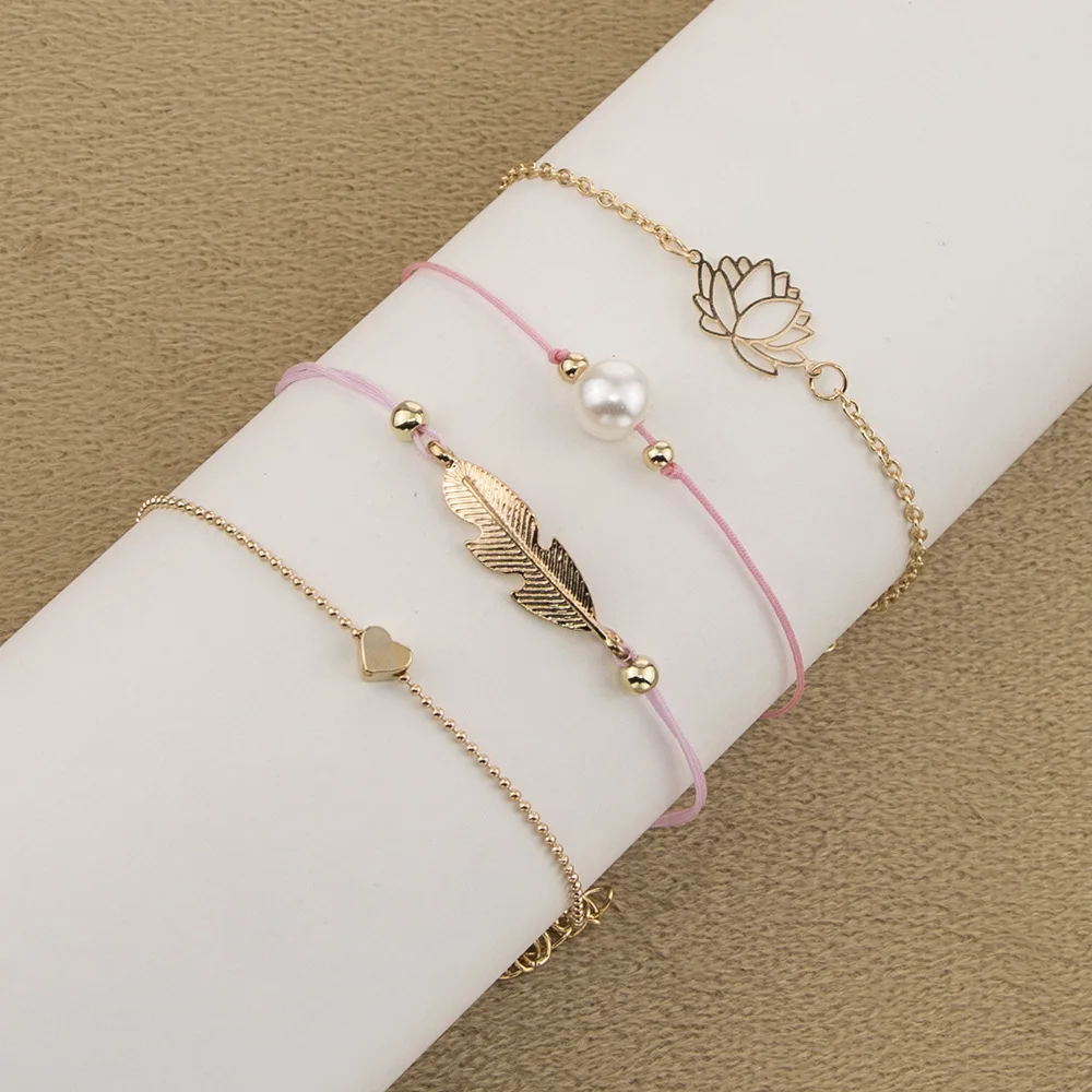 В богемном стиле лотоса браслеты и для женщин модные золотые Цвет женские