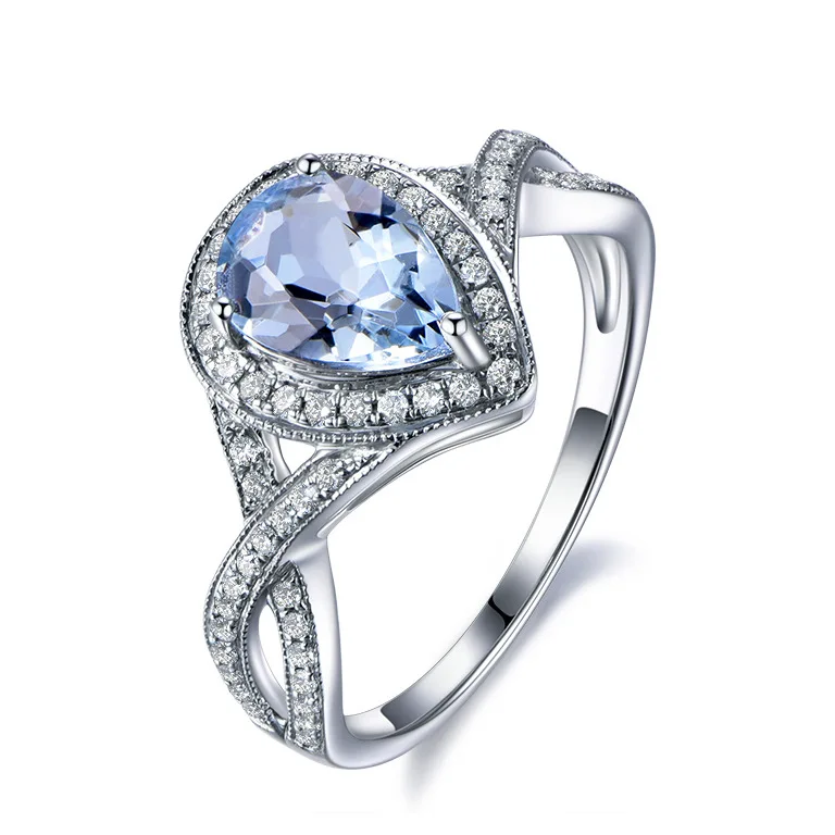 Набор обручальных колец RICKI ювелирный набор Аквамарин с грушевидной огранкой