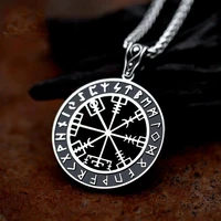 vintage viking stainless steel viking compass necklace pendant men chains biker nordic odin rune pendant amulet jewelry gift