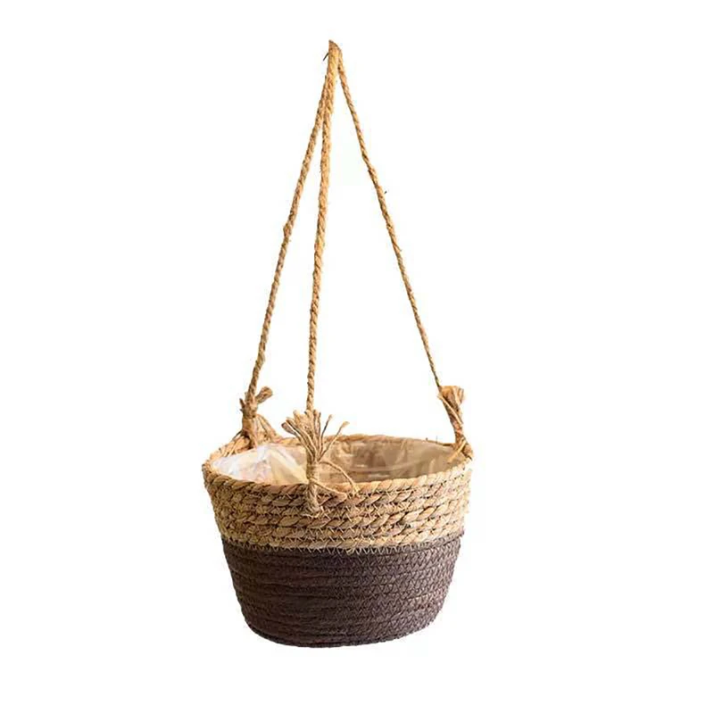 

Macrame Wall Hanging Indoor Outdoor Plant Flower Straw Storage Basket Plant Pot Planter Hanger Storage Basket for Garden Home