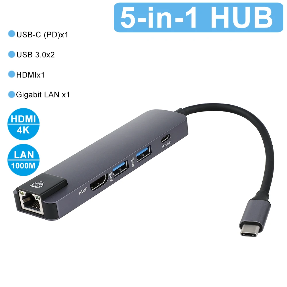 Концентратор USB C 4K HDMI 2 3 0 зарядное устройство PD гигабитный Ethernet Rj45 Lan для MacBook Pro 13/15