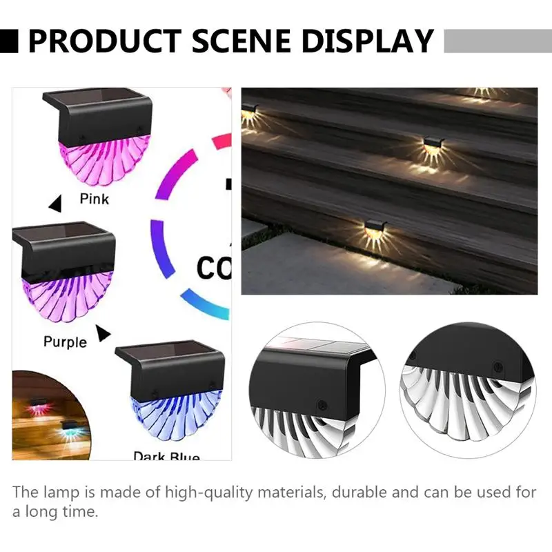 

2/6pcs Attractive Solar Fence Lamp Solar Stair Lamps Solar LED Lights Outdoor Solar Lights