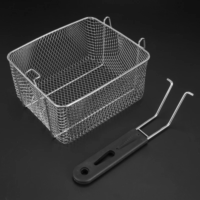 

Stainless Steel Deep Fry Basket Rectangle Wire Mesh Strainer with Long Handle Frying Cooking Tool Food Presentation Tableware