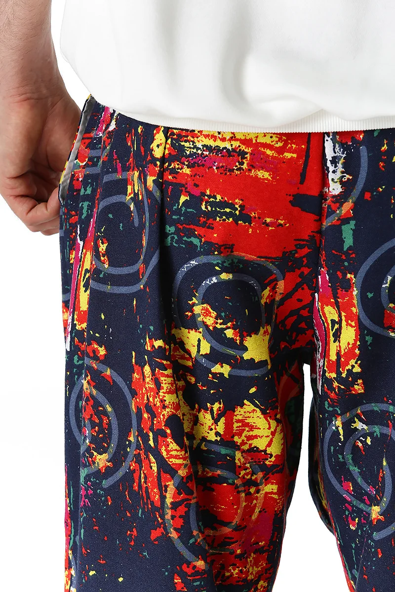 Штаны-шаровары мужские хлопковые с принтом в стиле ретро | Мужская одежда