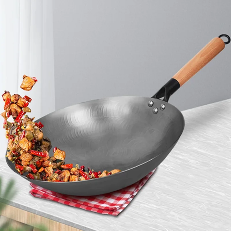 

Iron Wok Traditional Handmade Iron Wok Non-stick Pan Non-coating Gas Cooker Cookware High Quality