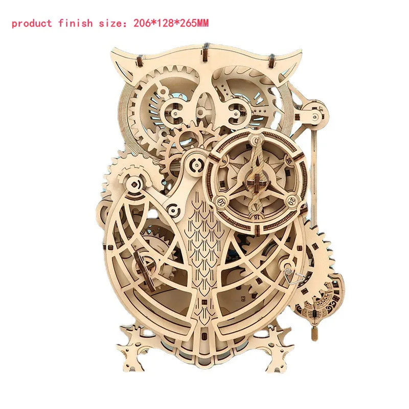 3D Деревянный пазл креативная самодельная Механическая Трансмиссия часы-сова
