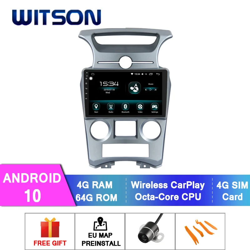Автомобильный DVD проигрыватель WITSON Android 10 0 4 + 64 ГБ 9 дюймов GPS для KIA CARENS 2007 2011