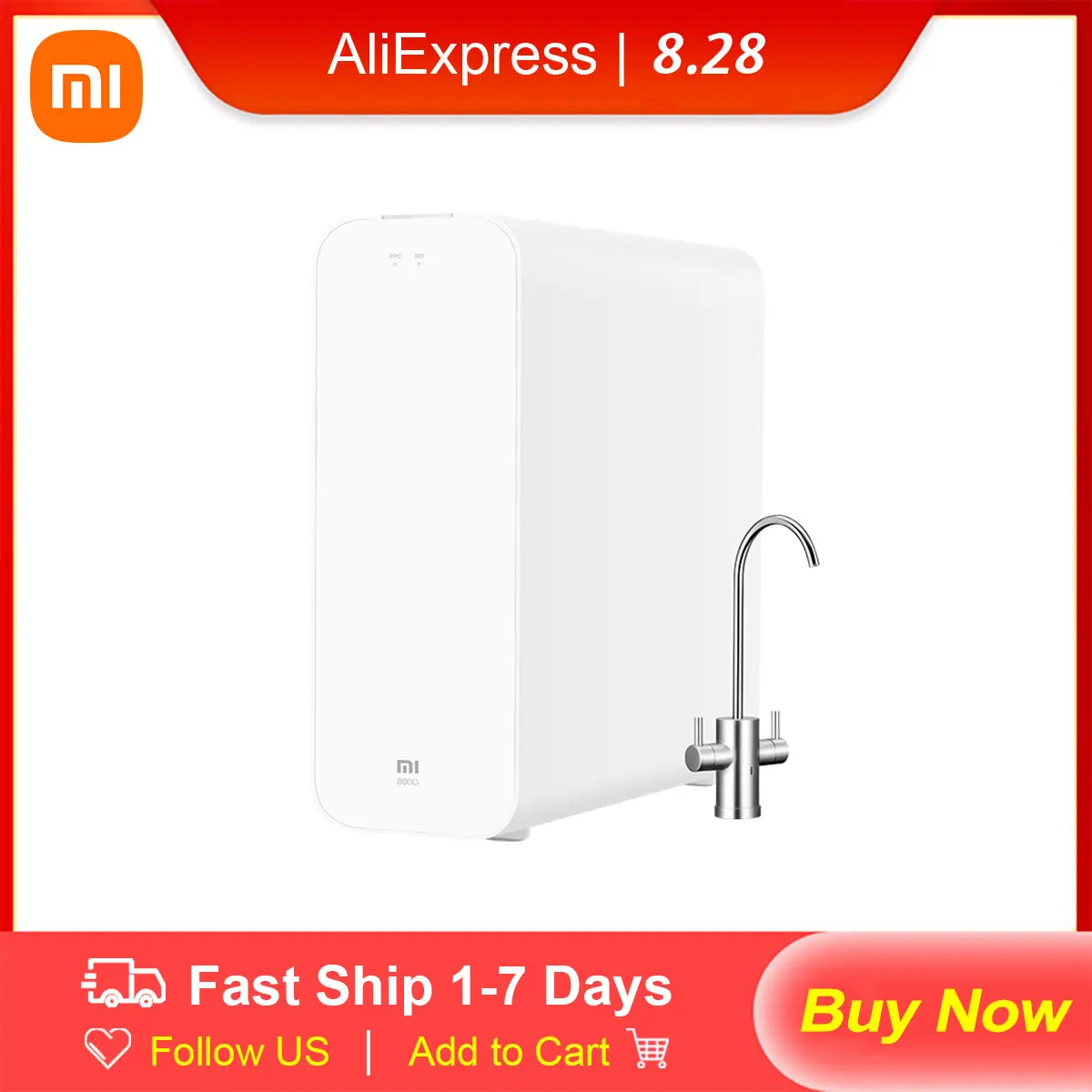 

Xiaomi Mi очиститель воды H800G MR842-C двойной выход Facuet 2.12L/мин чистая вода 6 уровень фильтрации RO PPC фильтрующий элемент большой