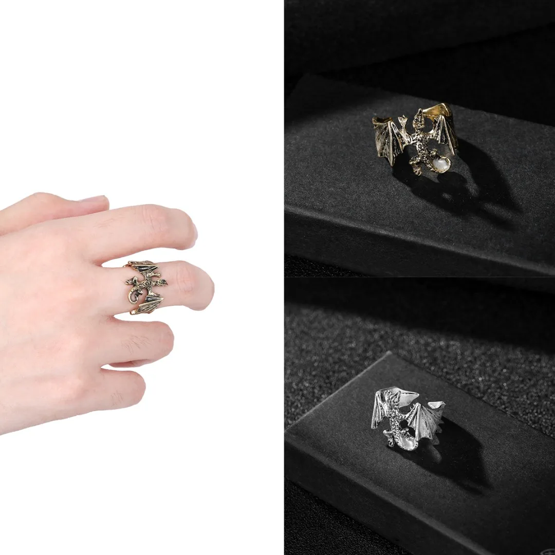 Мужское регулируемое кольцо с драконом винтажное этническое Открытое на