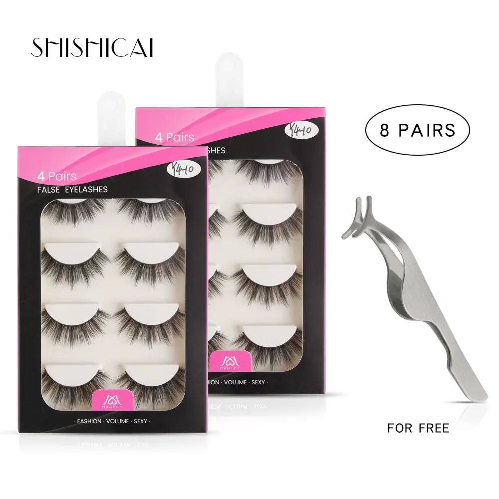 8 пар 3D накладные ресницы из искусственного меха норки с пинцетом 10 видов стилей