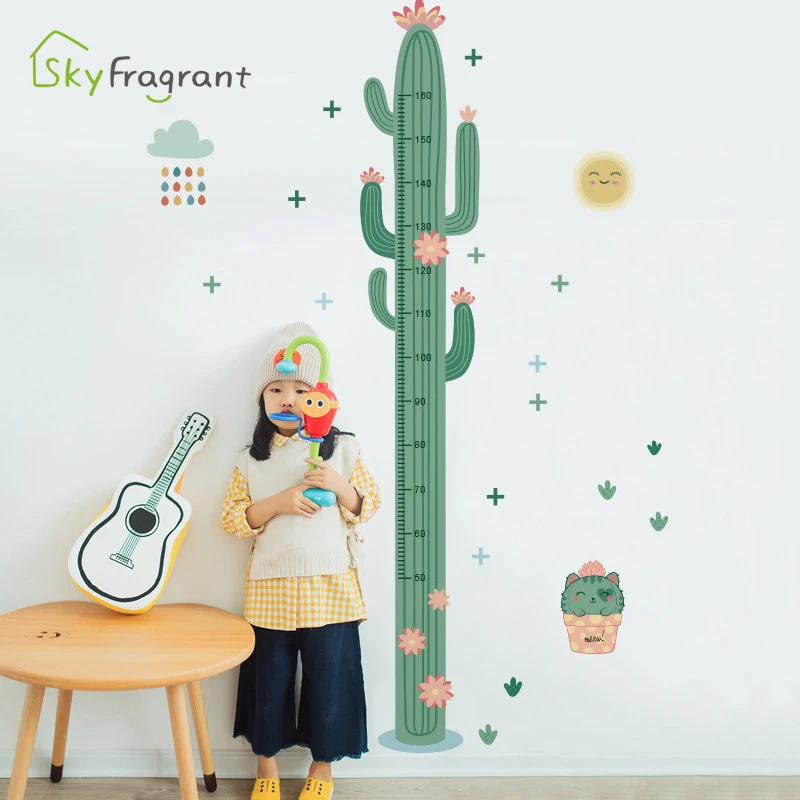 

Creative Cactus Height Stickers Kids Room Decoration Living Room Decoration Baby Bedroom Wall Sticker Self-adhesive Home Decor