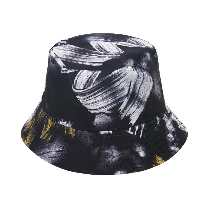 

FOXMOTHER New Fashion Punk Black White Cow Graffiti Bucket Hats Outdoor Fishing Caps Gorras Men Summer 2021 Hip Hop Bob