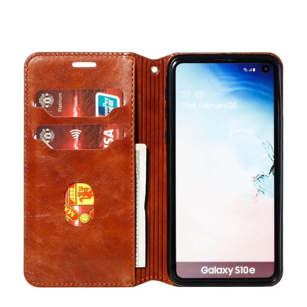 Для samsung Galaxy S10 S9 S8 Plus S7 Edge S10e X 5G ретро кожаный чехол слот для карт чехол на магните для телефона держатель телефона сумка