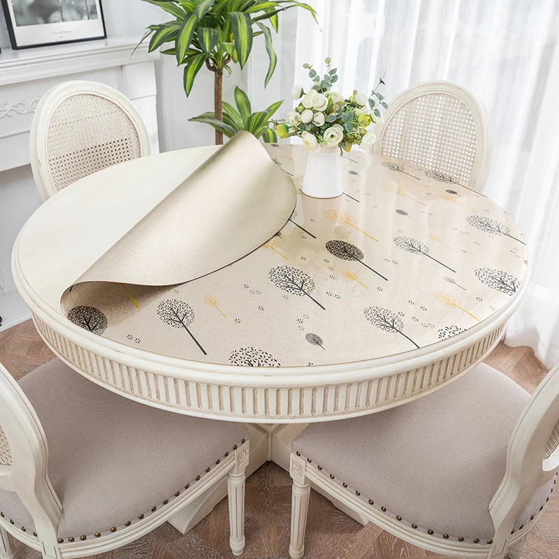 Скатерть круглая из ПВХ непромокаемая с узором | Дом и сад