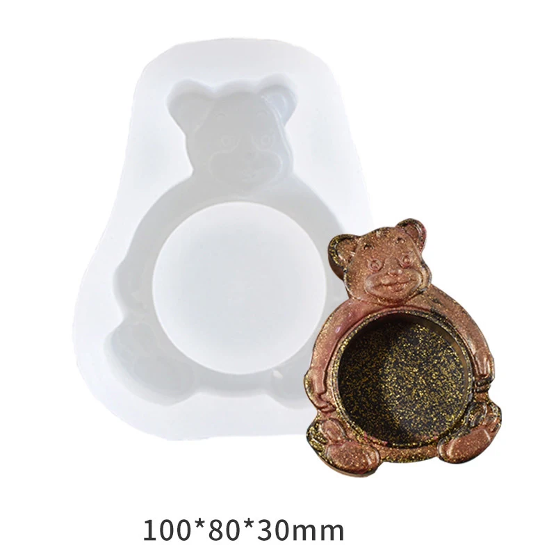 

Crystal Epoxy Resin Mold Bear Tea Wax Candlestick Silicone Mould Home Decorative DIY Crafts Candle Holder Casting Tools