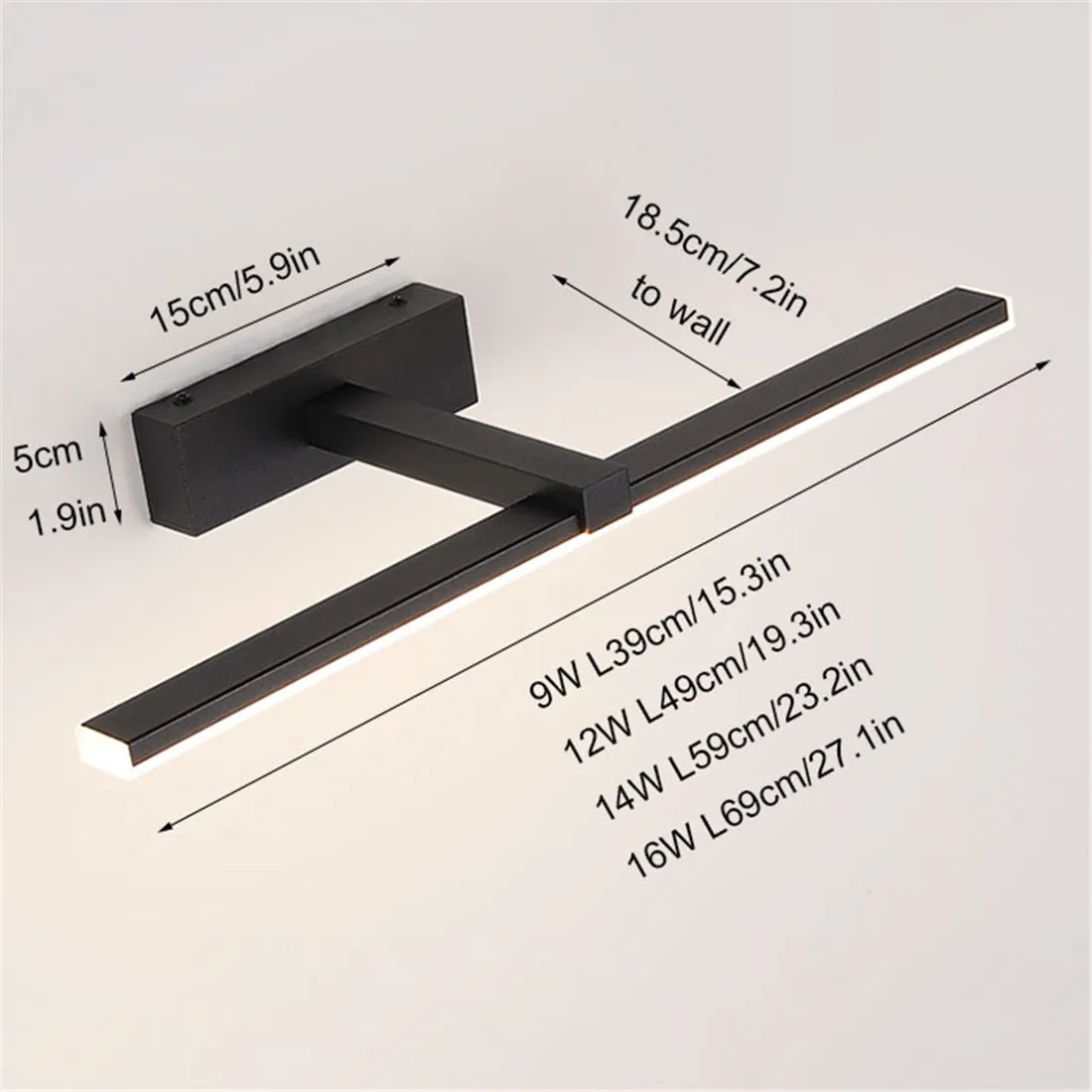 Внутренний светодиодный настенный светильник для шкафа серебристый черный