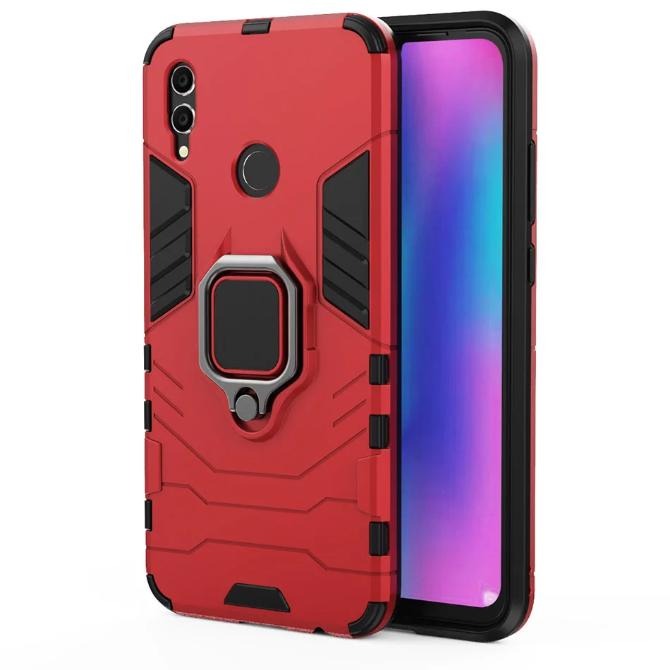 Red - Finger Ring Бронированный чехол для huawei P Smart чехол Магнитный держатель-кольцо для пальца бампер Защита задняя крышка для huawei P Smart чехол - Цвет: Red - Finger Ring