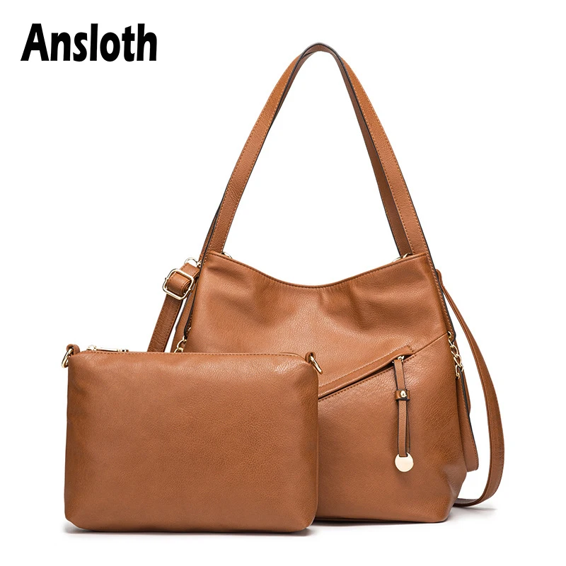 

Сумка Ansloth женская из экокожи, модный саквояж на плечо, вместительный тоут, сумочка-тоут, однотонная, HPS920, 2021